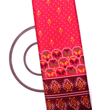 hot pink yellow green maroon patola print silk fabric